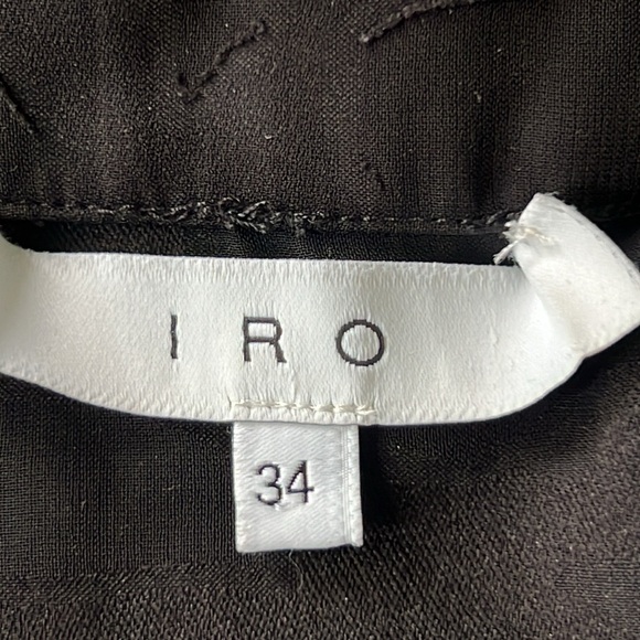 IRO GILKA BURNOUT LACE UP SHEER RUFFLE V-NECK BLOUSE BLACK SIZE 34/XS - Picture 3 of 7